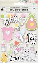Bundle of Joy, Baby Girl, 3D Scrapbook stickers, 15/pk (Little Birdie)