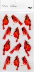 Cardinals, red bird, 3D scrapbook stickers 4x7" (Recollections)