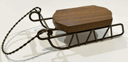 Christmas Sled Ornament, wood & metal, cross stitch (Foxwood Crossings')