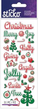 Christmas Words, epoxy scrapbook stickers (Sticko)<br><font color=red>50% off</font>