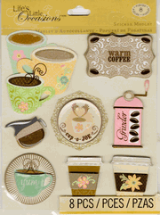 Coffee, Food & Drink Sticker Medley, 3D scrapbook stickers (K&Company)