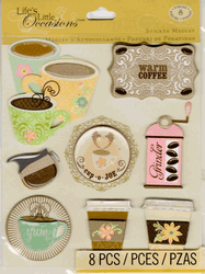 Coffee, Food & Drink Sticker Medley, 3D scrapbook stickers (K&Company)