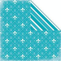 Color Theme: Fleur de Lis & Stripe, Aqua, double-sided scrapbook paper (Scrapbook Custom)