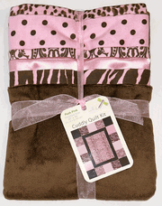 Cuddly Quilt Kit, Posh Pink, pink & brown, 30x36" (Fabric Editions)