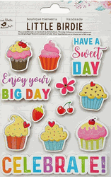 Cupcake Treats, Birthday 3D Scrapbook stickers, 12/pk (Little Birdie)