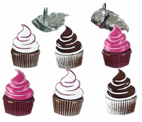 Cupcakes (Swirl), food scrapbook brads (Eyelet Outlet) 