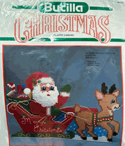 Dashing Through the Snow Doorstop, Christmas plastic canvas kit (Bucilla)