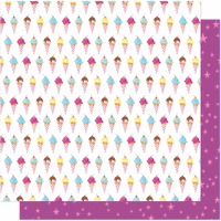 Dear Lizzy Here & Now Collection, Sweet Summer, double-sided, ice cream cones, food scrapbook paper (American Crafts) 