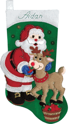 Design Works: Apples for Rudolf, Christmas stocking felt applique kit