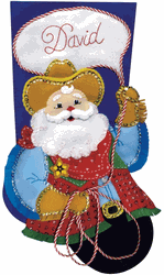 Design Works: Cowboy Santa, Christmas stocking felt applique kit