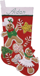 Design Works: Gingerbread Friends, Christmas stocking felt applique kit