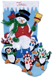 Design Works: Penguin Party, Christmas stocking felt applique kit
