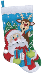 Design Works: Presents for Rudolph, Christmas stocking felt applique kit