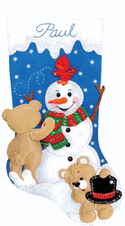 Design Works: Snowman w/Teddies, Christmas stocking felt applique kit