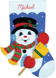 Design Works: Snowman With Broom, Christmas stocking felt applique kit