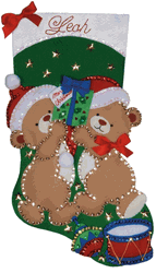 Design Works: Teddy Bear Fun, Christmas stocking felt applique kit