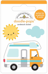Doodle Pops, Road Trip, I Love Travel, camper 3-D scrapbook sticker (Doodlebug Designs)