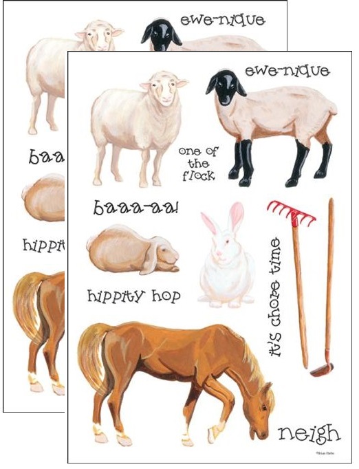 Farm Animals, Horse, Sheep, Rabbits, scrapbook stickers (It Takes Two)
