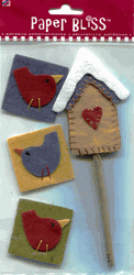 Felt Birdhouses, Variety, 3D scrapbook stickers (Paper Bliss)<br><font color=red>Save 50%</font>