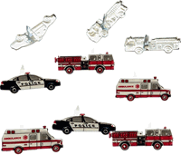 First Responders, police, fire, ambulance, scrapbook brads, 12/pack (Eyelet Outlet)
