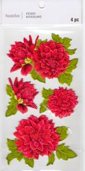 Flowers, red, 3D scrapbook stickers 4x7" (Recollections)
