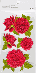 Flowers, red, 3D scrapbook stickers 4x7" (Recollections)
