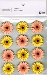 Flowers, Pink & Yellow, 3D scrapbook stickers 4x7" (Recollections)