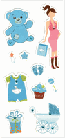 Forever In Time, 3D Handmade Glitter Stickers, Baby Boy Shower, scrapbook stickers (MultiCraft)