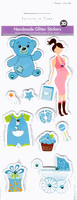Forever In Time, 3D Handmade Glitter Scrapbook Stickers, Baby Boy Shower, scrapbook stickers (MultiCraft)