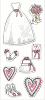 Forever In Time, 3D Handmade Glitter Stickers, Beautiful Bride, wedding scrapbook stickers (MultiCraft)
