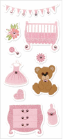 Forever In Time, 3D Handmade Glitter Stickers, Sweet Baby Girl, scrapbook stickers (MultiCraft)