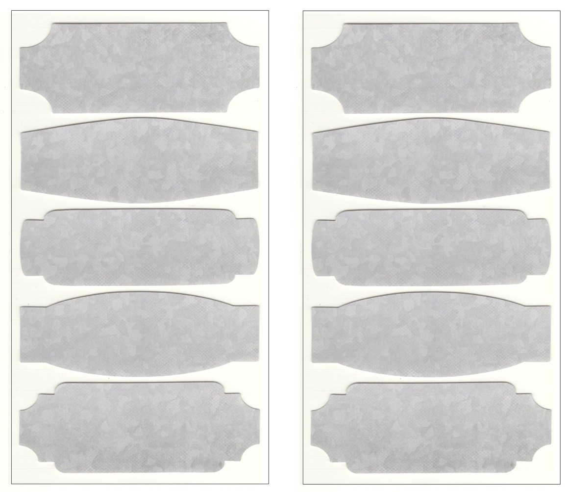 Galvanized Labels, TWO SHEETS, scrapbook stickers (Sticko)