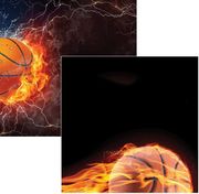 Game Day Basketball Collection, Basketball On Fire, sports double-sided scrapbook paper (Reminisce) 