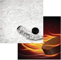 Game Day Hockey Collection, Puck & Stick, sports double-sided scrapbook paper (Reminisce) 