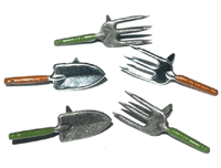 Garden Tools, scrapbook brads, 12/pk (Eyelet Outlet)