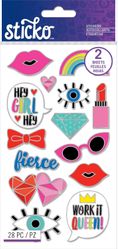Girly enamel scrapbook stickers TWO SHEETS (Sticko)