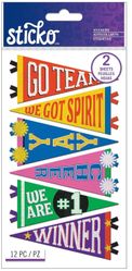 Go Team School Pennants, foil, TWO SHEETS, scrapbook stickers (Sticko)