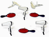 Hair Styling: Hair Dyer & Brush, scrapbook brads, 12/pack (Eyelet Outlet)