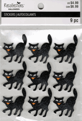 Halloween, Sparkly Black Cats, 3D scrapbook stickers 4x5" (Recollections)<br><font color=red>40% off</font>