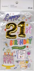 Happy 21st Birthday, 3D scrapbook stickers 4x7" (Recollections)