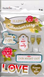 Happy Anniversary, 3D scrapbook stickers 4x6" (Recollections)  