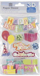 Happy Birthday, 3-D scrapbook stickers, 7x4" (Paper House) 