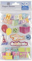 Happy Birthday, 3-D scrapbook stickers, 7x4" (Paper House)