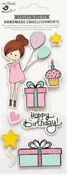 Happy Birthday, 3D Scrapbook stickers, 8/pk (Little Birdie)