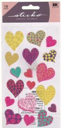 Heart Circles with Glitter, 4x7" scrapbook stickers (Sticko)<br><font color=red>50% off</font>