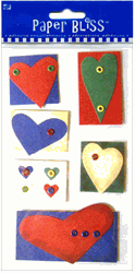 Hearts, primary, 3D scrapbook stickers (Paper Bliss)