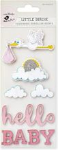 Hello Baby, Pink, 3D Scrapbook stickers, 9/pk (Little Birdie)