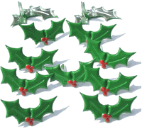 Holly, Christmas scrapbook brads, 12/pk (Eyelet Outlet)