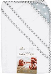 Hooded Baby Towel, Gray Polka Dots, 28x28", cross stitch (Charles Craft)