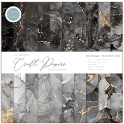 Essential Craft Papers, Ink Drops - Monochrome, double-sided Paper Pad 12"x12" 30/Pkg (Craft Consortium)